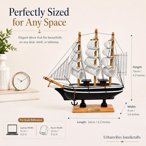 Image of Wooden Ship Showpiece - Show Pieces for Living Room, Antique Items for Home Decor, Elegant Show Piece for Home & Office, vastu Decorative Items (Small 16cm /6.2 Inches)