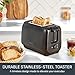 Tefal Subito 2-Slot Toaster, 7 Browning Levels, Defrost + Reheat Functions, Removable Crumb Tray, High-lift + Self-Centring Racks, TT5S08G0, Black