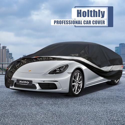 Image of 10 Layers Car Cover Custom Fit for Porsche 718, Boxster, Cayman(1996-2026), Waterproof All Weather for Automobiles, Outdoor Full Cover Sun Dust Rain Protection with Cotton. Black