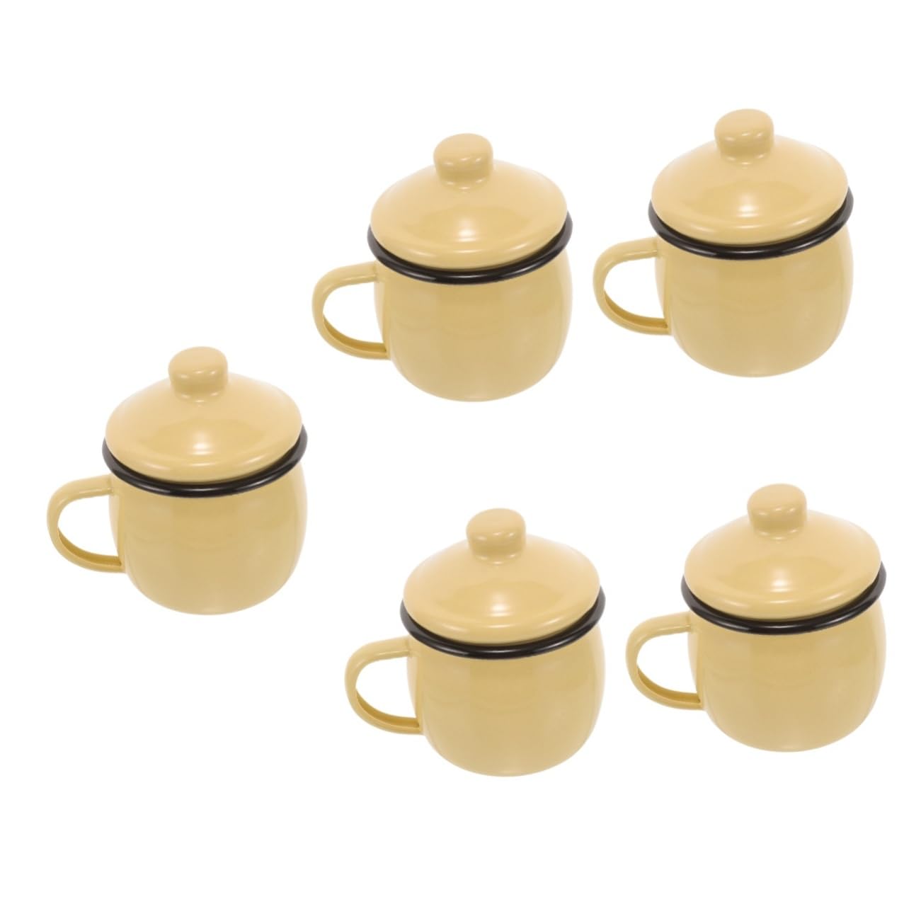 LABRIMP 5stücke Emaille Tasse Mit Deckel Dekorativer Wasserbecher Für Zuhause Und Büro Mikrowellengeeignet Stilvolles Design Für Kaffee Und Tee Langlebiges Material