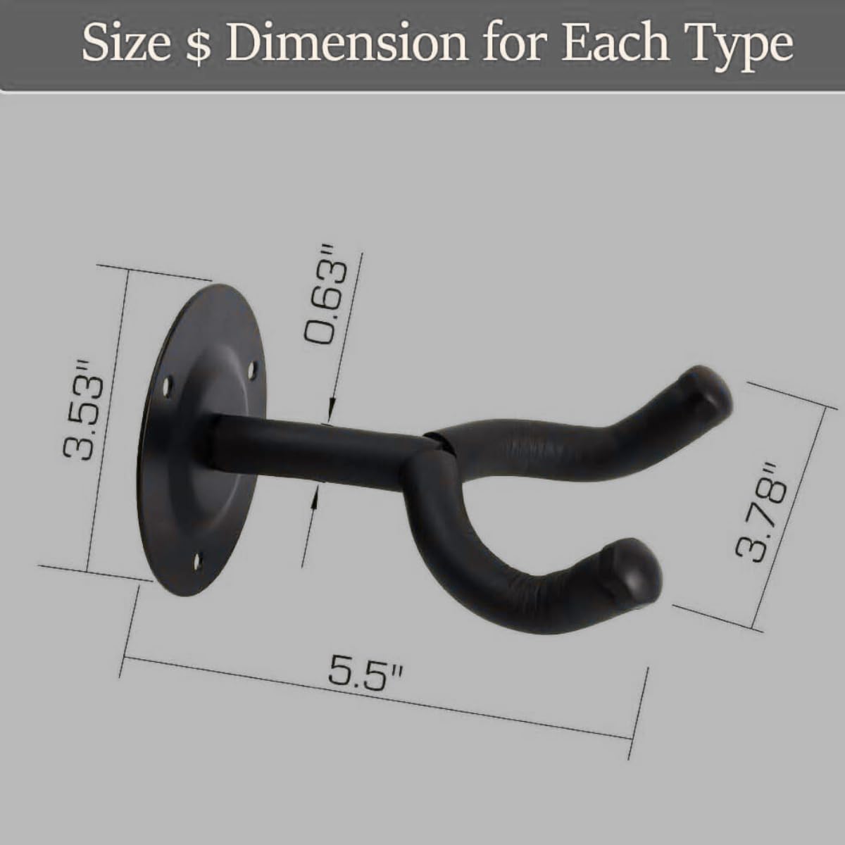 SOUVENIR Guitar Hanger for Acoustic, Bass, Electric, and Ukulele - Wall Mount/Holder/Hook/Stand/Rack With Fittings/Accessories 2