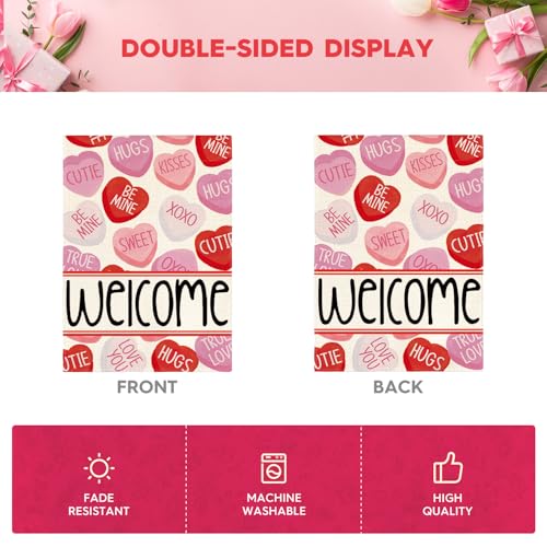 Drapeau de maison de Saint-Valentin extérieur double face cour