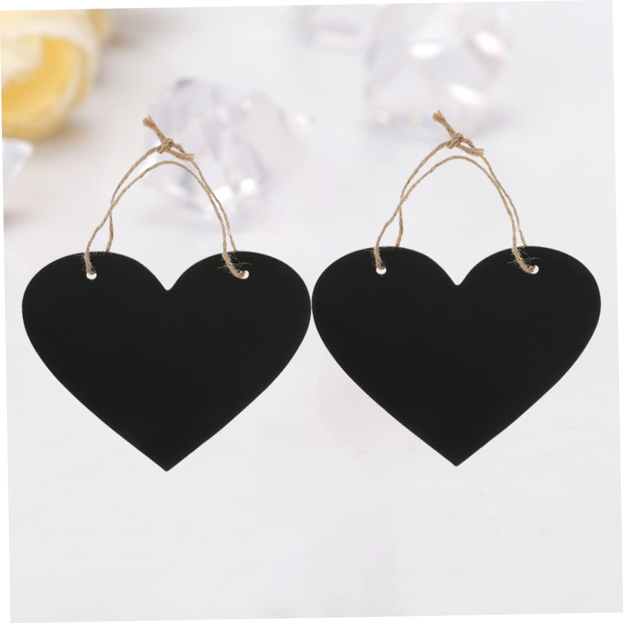 Ciieeo 2Pcs Heart Shaped Double Sided Blackboard Wall Hanging Board with Linen Rope Charming Blackboard Decor for Home Weddings Parties and Unique Present Ideas