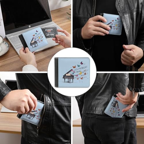 Music Notes Piano Bi-fold Wallet for Men Women Print PU Leather Slim Cash Card Holder3