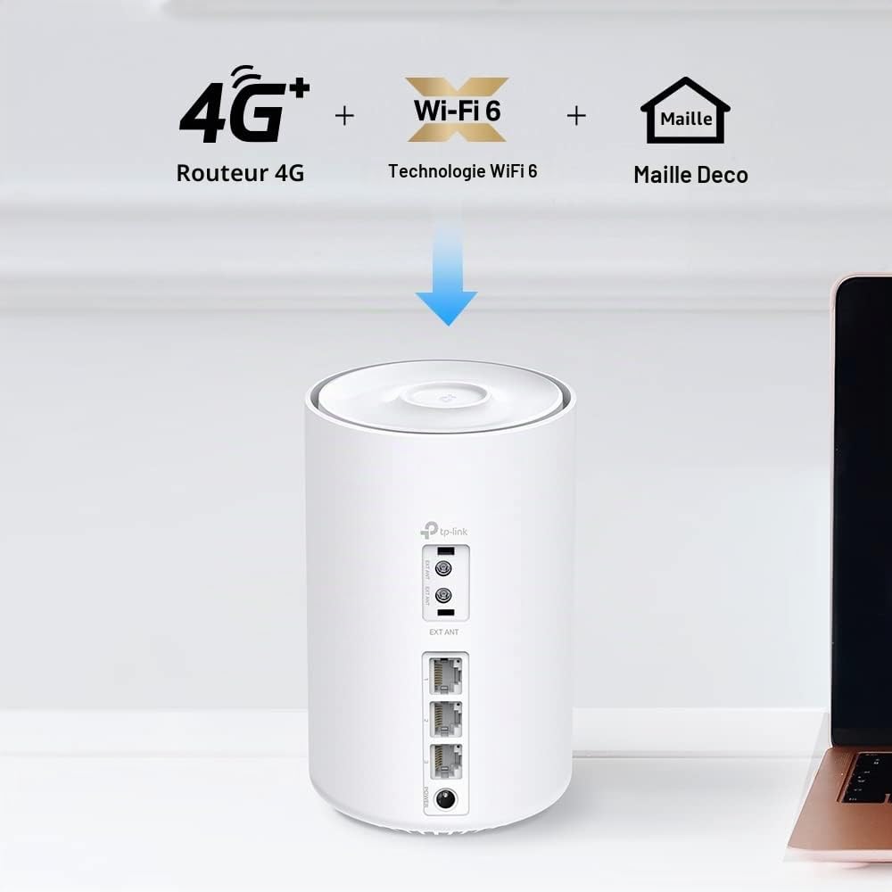 TP-Link Deco X1500-4G routeur 4G+ CAT6 Wi-Fi 6 Mesh Dual Band AX1500 Gigabit Ethernet