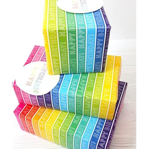 Abacus Rainbow Stripe Wrapping Paper with Tags Cover