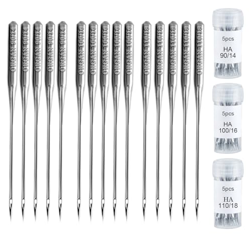 StiVerse 15PCS Sewing Machine Needles HAX1, Universal Sizes 90/14 100/16