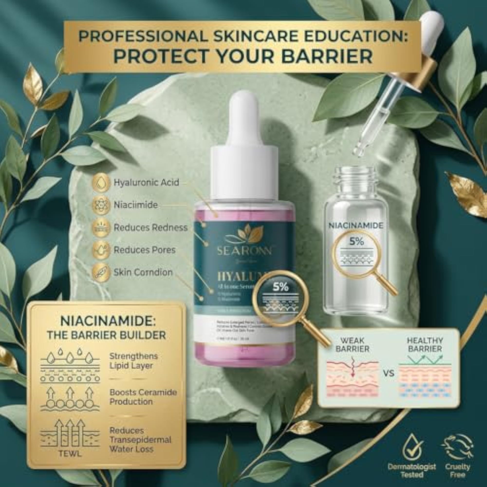 Hydrating Face Serum with Niacinamide, Lightweight Facial Serum