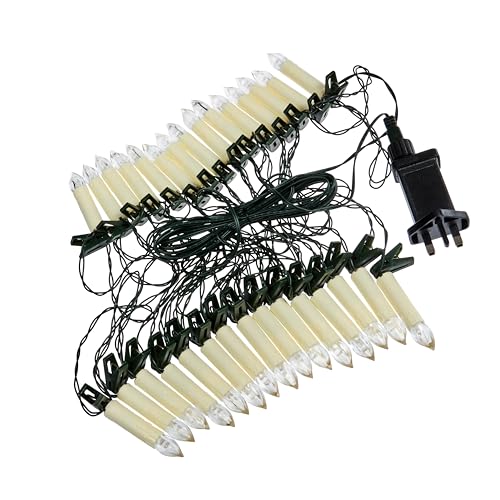 Smart Garden Floating Tree Candles – Set of 30 Clip-On LED Candle Lights with Flickering Flame Effect – Green Cable Christmas Tree Decoration