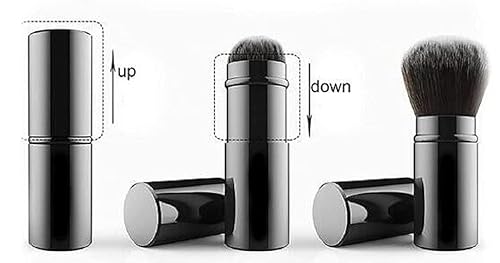 Miniatura 2 de KuaileBaby Cepillo de maquillaje retráctil Kabuki, cepillo portátil para polvo con cubierta para rubor, bronceador, polvo impecable