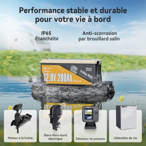 Power Queen 12V 280Ah Batterie LiFePO4 Protection contre les basses Températures Groupe 8D, Batterie à Cycle profond avec 200A BMS, 3584Wh d'Énergie, jusqu'à 15000 Cycles pour Camion, RV, Camping-car – vue 6