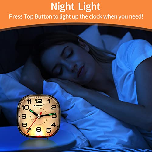 Kanbit Small Travel Alarm Clock Battery Operated Silent No Ticking Beep Sounds Loud Analog Alarm Clock With Snooze & Light, Easy To Set Desk Clock For Bedroom (Black) #TOP5