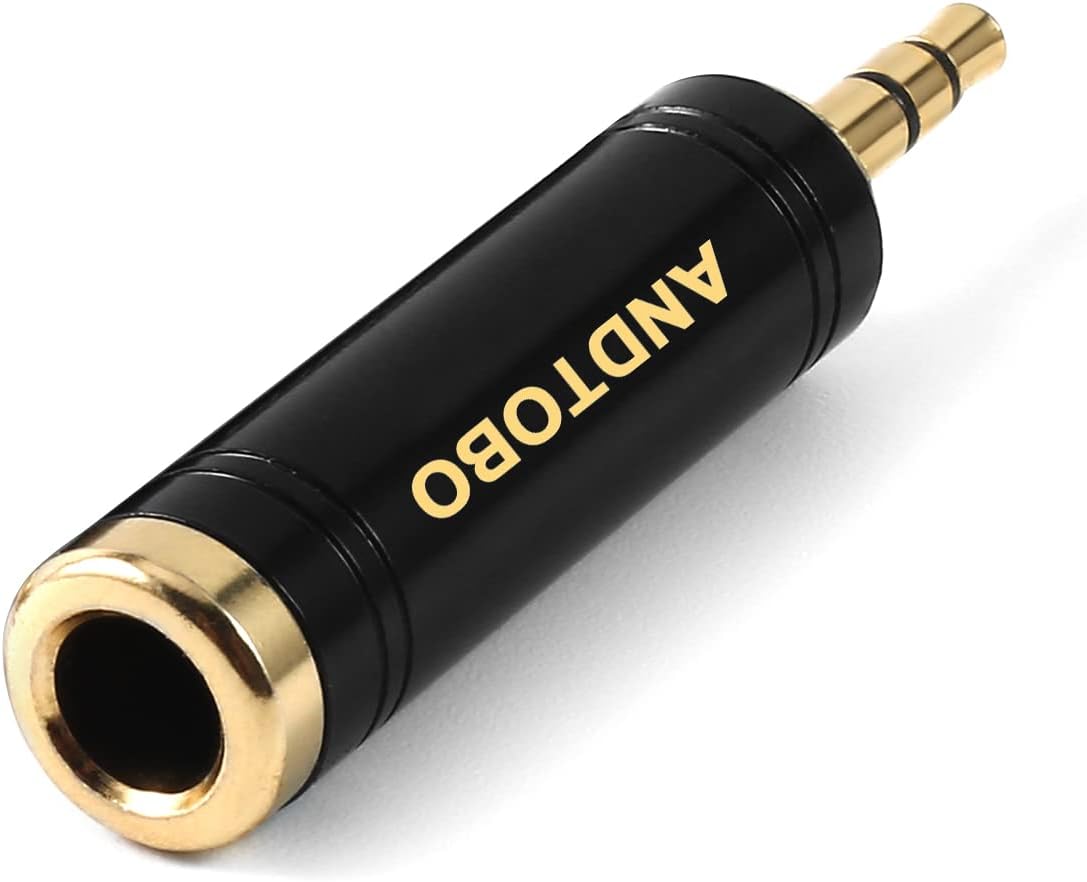 ANDTOBO ANDUL 1/4'' to 3.5mm Stereo Pure Copper Headphone Adapter,3.5mm(1/8'') Plug Male to 6.35mm (1/4'') Jack Female Stereo Adapter for Headphone, 1Pack