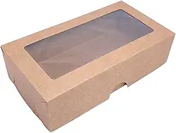 20 Caixas de papel kraft com visor, tamanho 15x8cm, ideal para doces, brigadeiros, trufas, lembrancinhas, sabonetes.