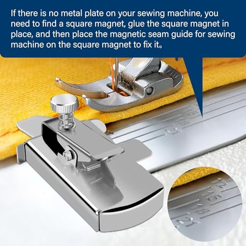 Magnetic Seam Guide for Sewing Machine, Magnetic Sewing Guide with Clip, Multifunctional Ruler, Hemmer Guide, Seam Guide, Hem Guide for Walking Foot Sewing Machine