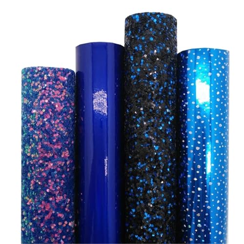 Feuilles de simili cuir pailleté bleu pour personnaliser vos ateliers de sacs DIY