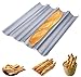 Bâton de Pain Français en Acier Inoxydable,Bâton de Pain Français Mini Baguette Plaque de Cuisson,Plaque à Pain perforée Anti-adhésive pour la Cuisson de 4 Baguettes,Argent