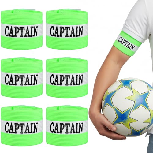 Elegaperma 6 Pcs Captain Arm Bands for Soccer, Captain Bands Soccer Fluorescent Green Team Identification, High-Visibility Soccers Captains Armband with Elastic Design for Football Rugby, Sports Game