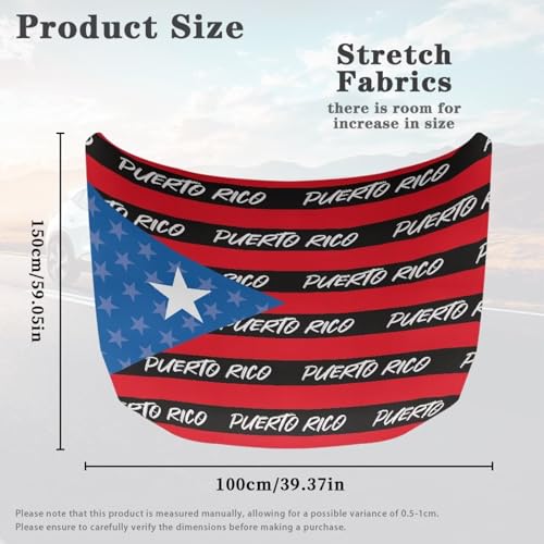 Image of Puerto Rico Print Car Hood Cover Stretchable Polyester,Engine Cover,Elastic Fabrics Can be Washed,Car Bonnet All-Season Protection