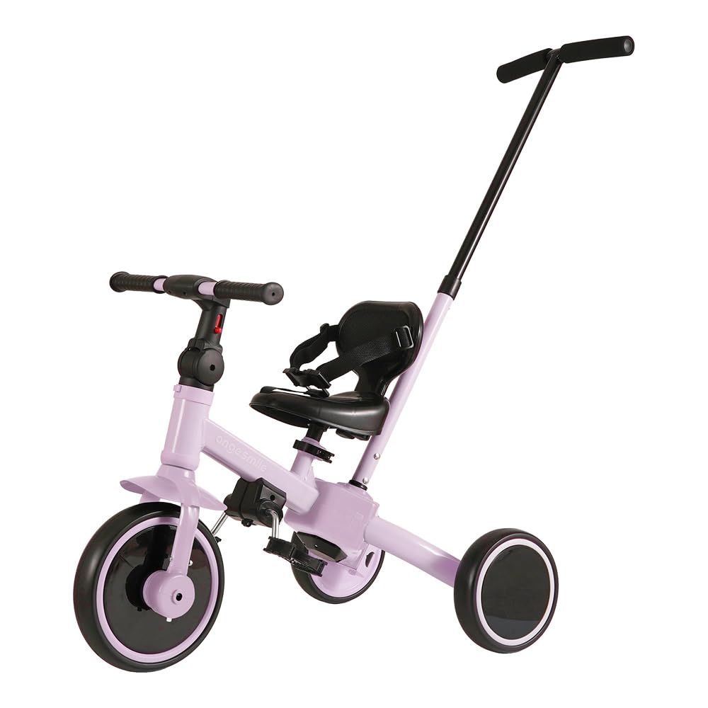 Amazon.co.jp: アンジュスマイル 三輪車 手押し 棒付き のりかえ三輪車