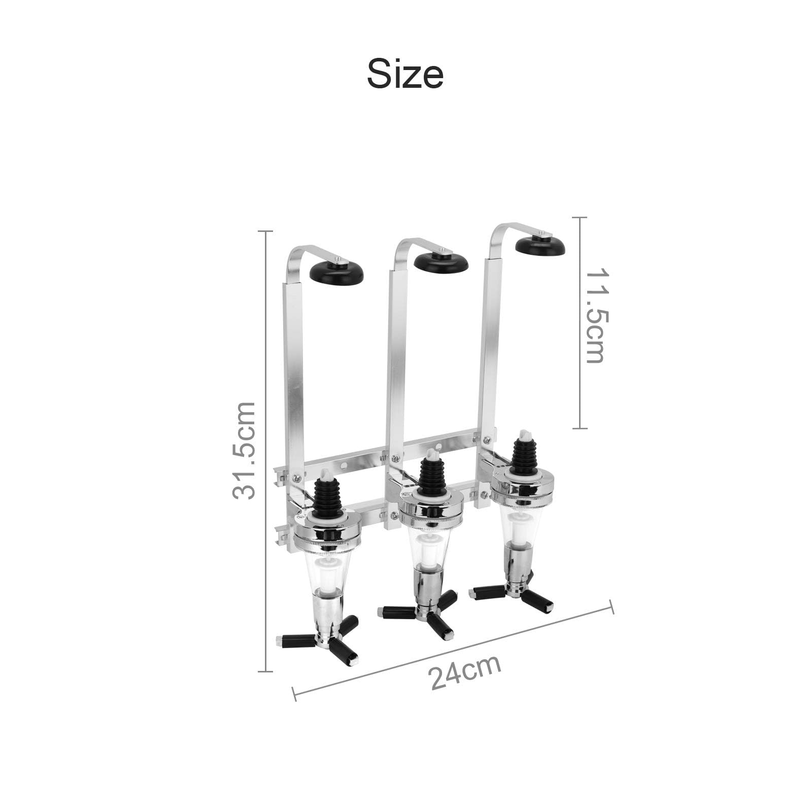 6-Fach Wandmontierter Schnapsspender 30 ml, Aluminiumlegierung Bar Butler Flaschenhalter, Höhenverstellbarer Getränkespender für 6 Spirituosen, Perfekt für Hausbar (3 Schnapsspender Flaschenhalter)