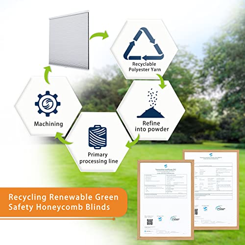 Persilux Custom Blackout Cellular Window Shades Cordless Blinds Honeycomb Blinds For Windows (White 23"W X48"H) Window Shades For Home, Room Darkening Cellular Door Blinds For Kitchen Easy To Install #TOP2