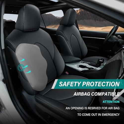 Image of AOMSAZTO Custom Fit Seat Covers for Toyota Camry 2020 2021 2022 2023 2024 (TRD) Leather Camry Seat Protector Full Set Black