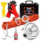 WUDIME Super Strong Magnet Fishing Kit, 1725 Lbs Powerful Pulling Force with Durable 65 FT Rope...