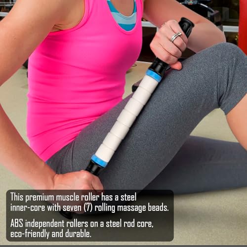 iGreely Premium Muscle Roller The Ultimate Massage Roller Stick 17 Inches Recommended by Physical Therapists Promotes Recovery Fast Relief for Cramps Soreness Tight Muscles-White - Thumbnail 6