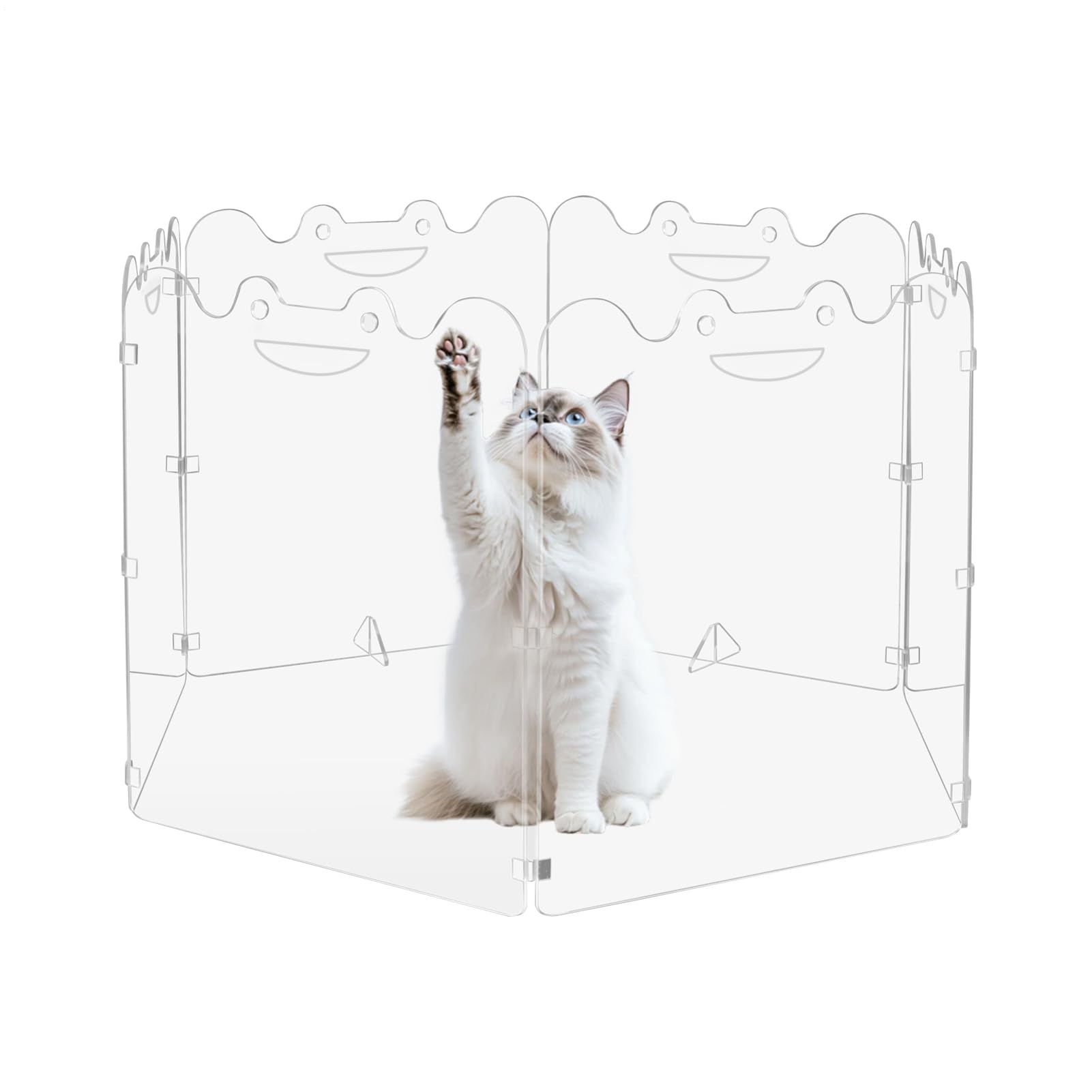 Rejilla acrílica para mascotas, 4 piezas o 6 piezas, plegable, acrílico, con asas de transporte, barrera transparente | para puertas, escaleras interiores, pasillos