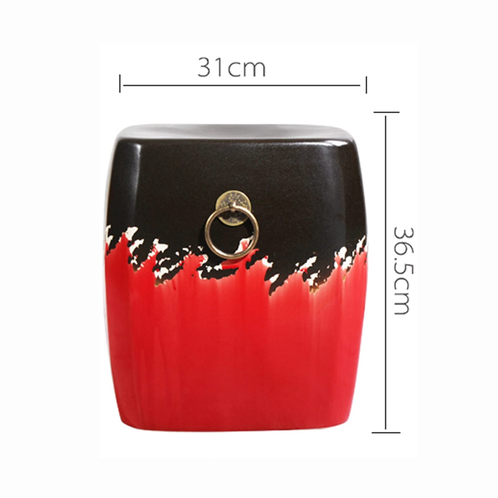 Sgabello da giardino quadrato in ceramica, sgabello, adatto for giardino, patio, prato, interni ed esterni domestici(Red)