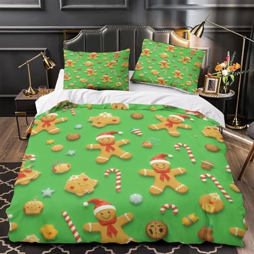 Housse de couette Biscuits de Noël microfibre 3D hypoallergénique