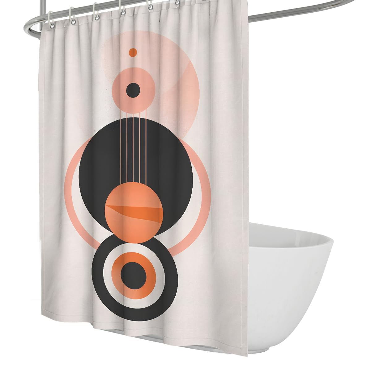 UIRINGART Artistic Shower Curtain W120xL200cm Black Guitar Circle Pink Concentric Mildew Resistant Quick Drying Polyester Fabric Lightweight Home and Hotel Bathroom Decor