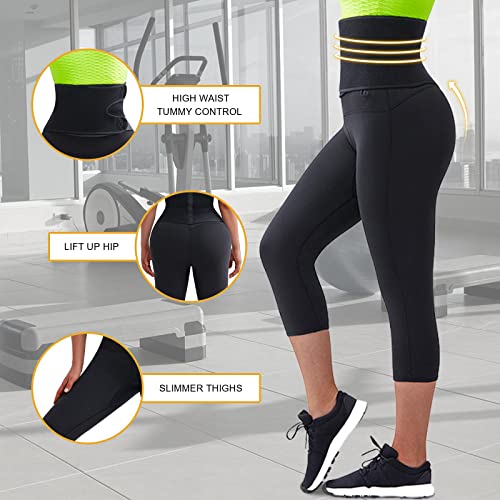 Feelingirl Women's High Waist Slimming Sweating Sauna Short Compression High Waist Capri Leggings For Waist Training Xxl #TOP2