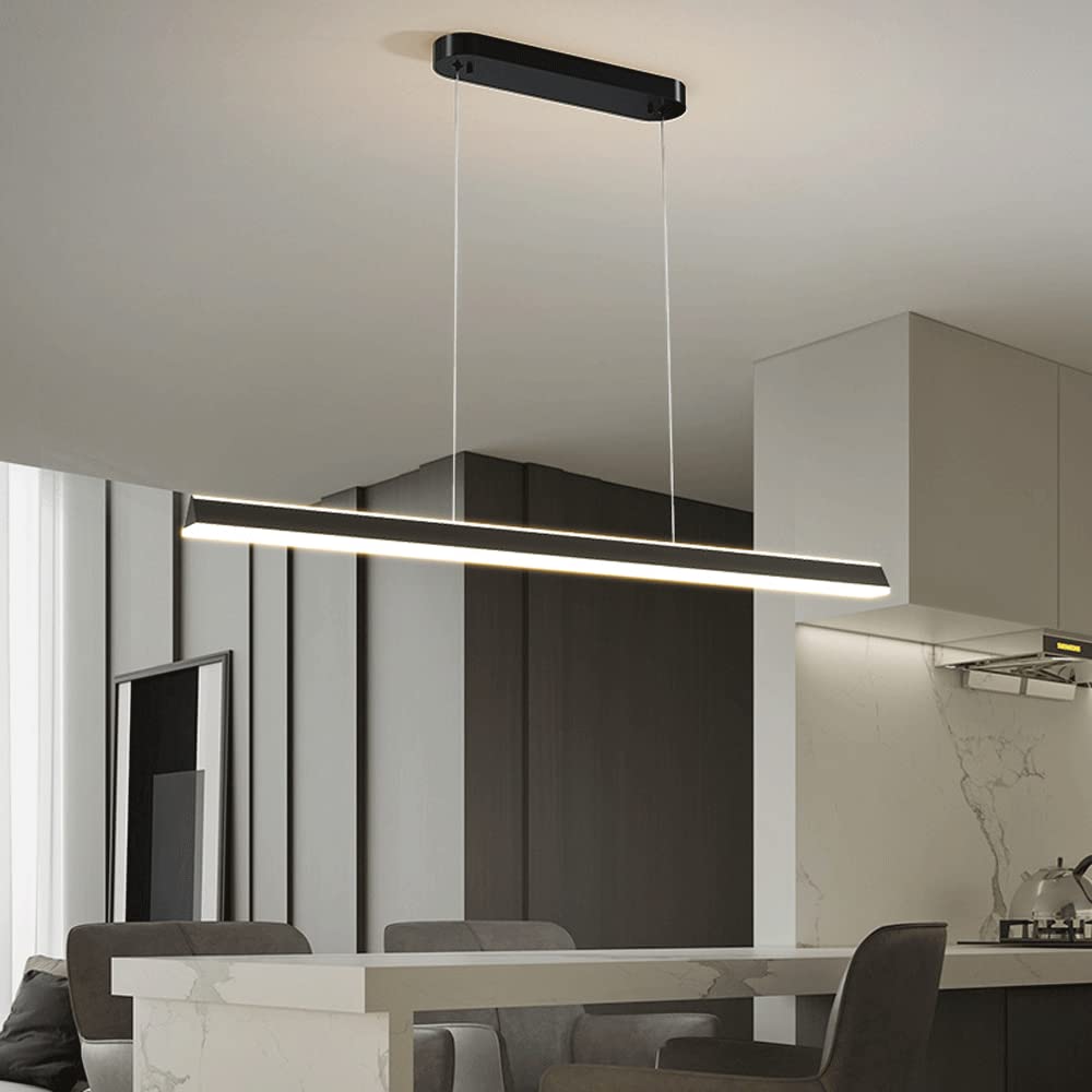 Lampadari a sospensione lineari Lampadario a LED, Lampada a sospensione moderna a striscia lunga Lampada da tavolo da pranzo in alluminio, Lampade a soffitto minimaliste per cucina da ufficio Isola
