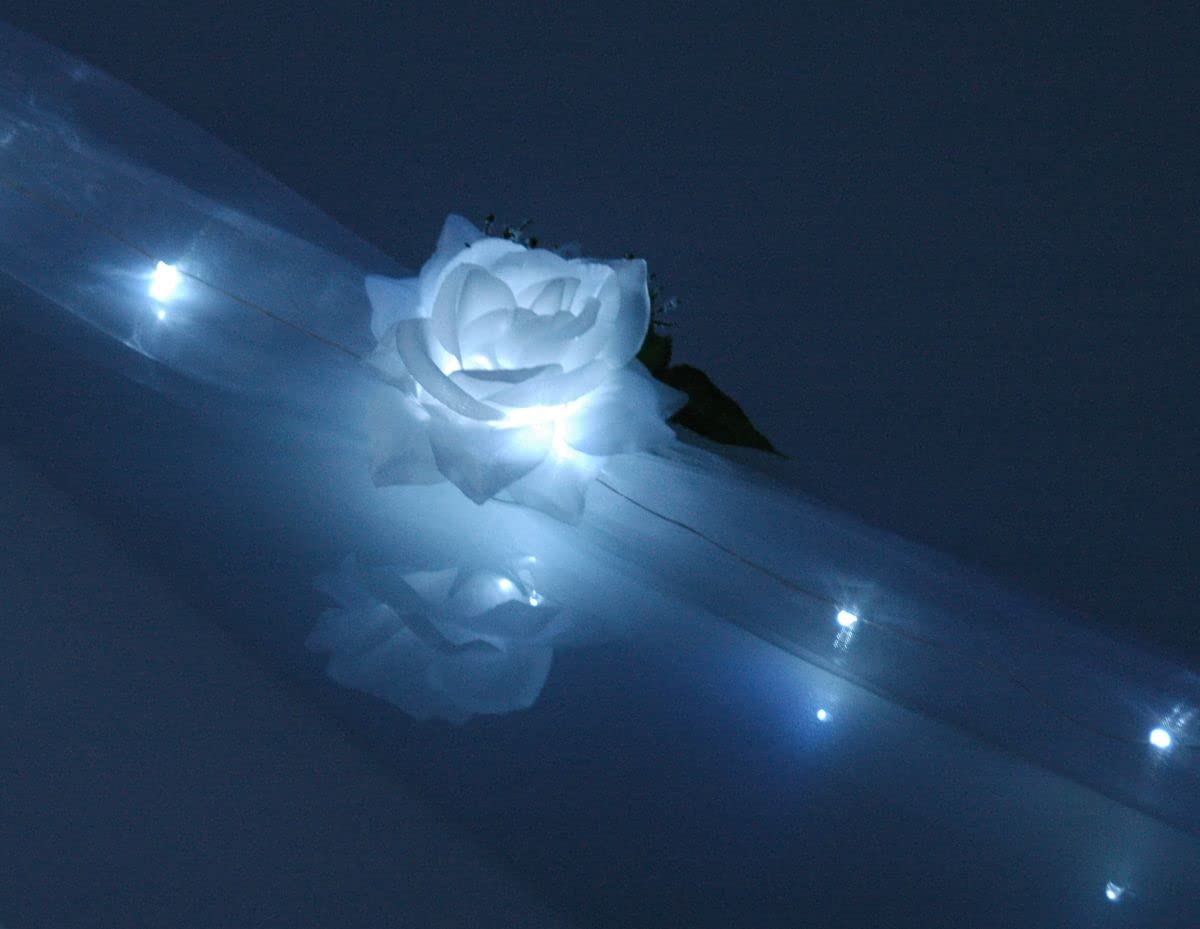 LED leuchtende Autoschmuck Auto Schmuck Braut Paar Rose Dekoration Hochzeit Car Auto Wedding Deko (M Reinweiß)