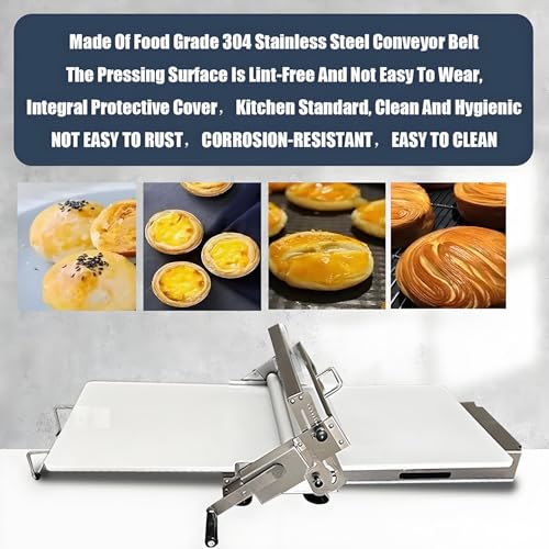 Máquina laminadora de masa manual para hornear croissant, diseño plegable de acero inoxidable para repostería y preparación de pastas