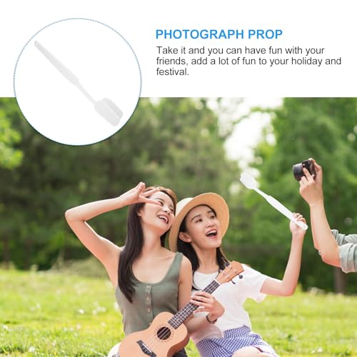 Image of POPETPOP Giant Toothbrush Oversized Novelty Toys: Super Toothbrush Pet Grooming Brush - Wonderful Comedy Item for Costume Take Picture Comedy Party Favors (White)