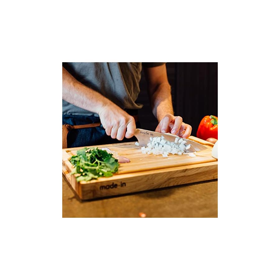 Made-In-Cookware-4-Piece-Knife-Set-with-Knife-Block-Includes-Chef-Knife-Bread-Knife-Paring-Knife-and-Nakiri-Knife-Full-Tang-With-Truffle-Black-Handle-Made-in-France Made In Cookware - 4 Piece Knife Set with Knife Block - Includes Chef Knife, Bread Knife, Paring Knife, and Nakiri Knife - Full Tang With Truffle Black Handle - Made in France