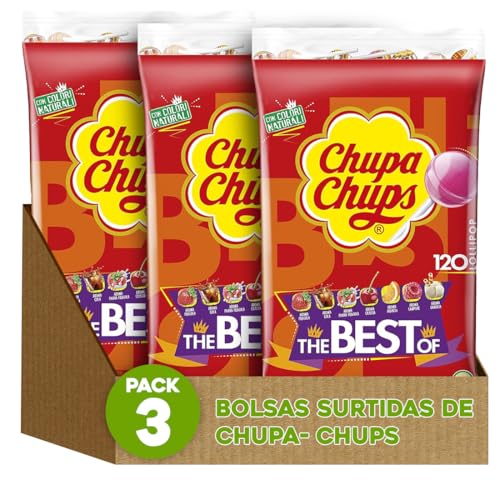 PACK ChupaChups Original Caramelo con Palo - de Sabores Variados - Pack 3 Bolsas de 120 unidades