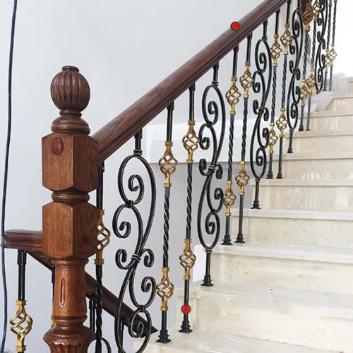 Wrought Iron Stair Balusters - Black & Gold Decorative Spindles for Staircase, Deck & Porch - Stylish Interior & Outdoor Stair Remodel, Set A+B+C