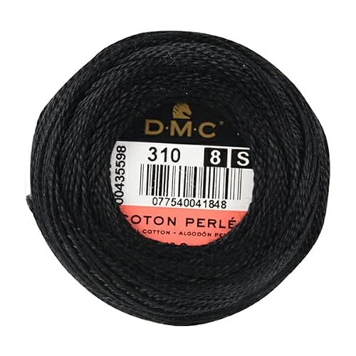 DMC 116 8-310 Pearl Cotton Thread Balls, Black, Size 8 - Thumbnail 2
