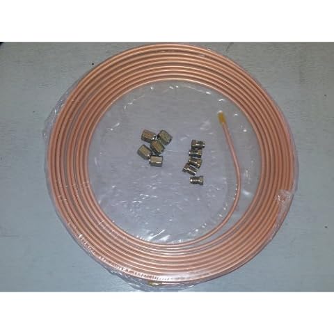 Copper brake pipe 3/16" 25ft 7.5mtr 22G with 10 unions Cover
