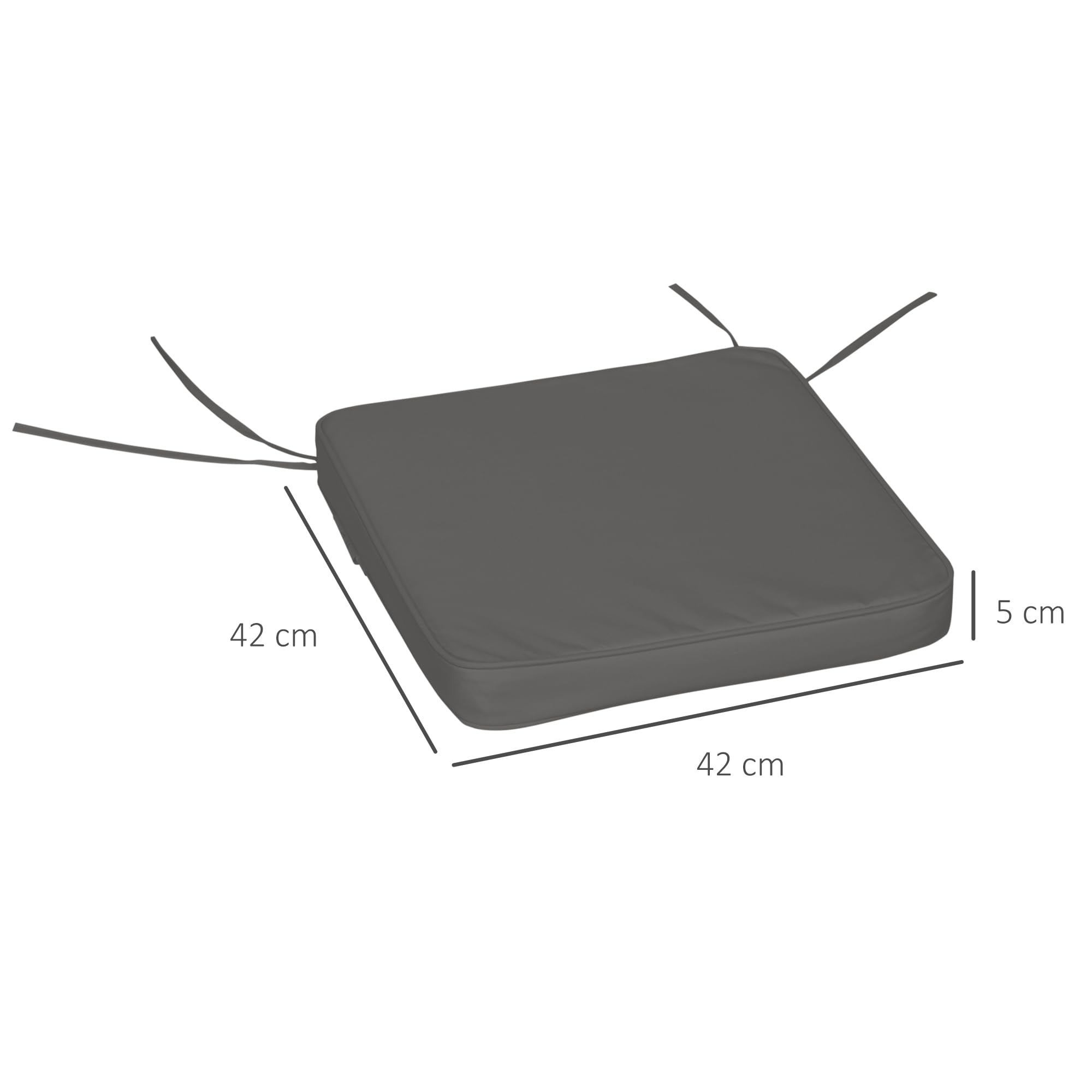 Outsunny Juego de 6 Cojines de Silla de jardín con Sujetadores, 42 x 42 cm, para Silla de Comedor, Color Gris