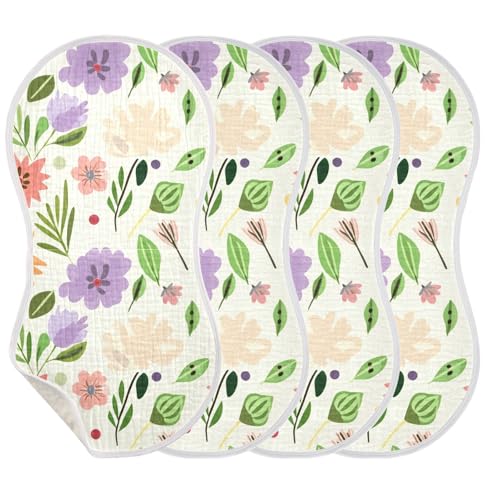 Baby Burp Cloths, Soft Absorbent Burping Cloths for Babies, Cotton Milk Spit Up Rags, Large Size for Newborns, Baby Boys and Girls (Organic Bloom Print)3
