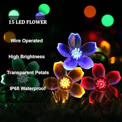 Image of fizzytech15 LED Flower String Lights, 3 Meter Multicolor Decorative Fairy Lights for Home, Bedroom, Window, Wall, Garden, Diwali, Christmas, Wedding & Party Decoration