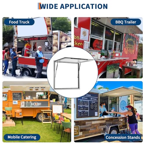 Image of 48 inchx36 inch Commercial-Grade Concession Window for Food Trucks,Outdoor Markets, Mobile Vendors，85Waterproof Awning Door with Dual-Point Security Lock， Aluminum Frame Service Opening (Glass Not Included)
