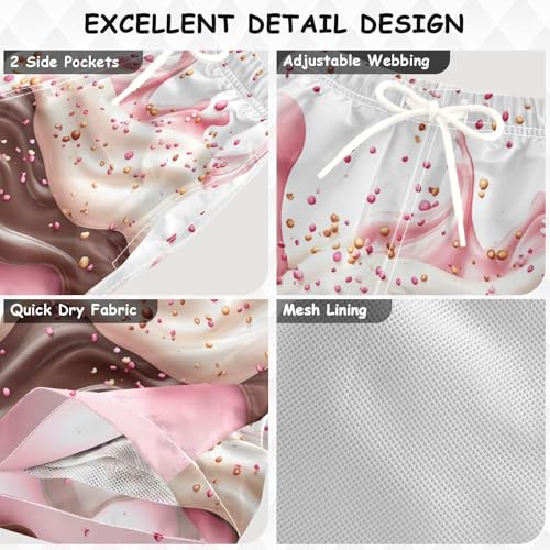 Pigsaly Boys Swim Trunks Pink Chocolate Ice Crean Boys Board Shorts Swimsuit Swimwear Summer Bathing Suit 2T3