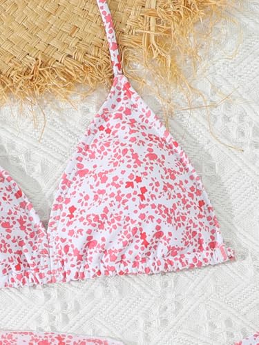 Image of SEGT Girl's 3 Piece Striped Bikini Swimwear Cute Swimsuits Bathing Suit High Waisted with Cover Up Beach Skirt