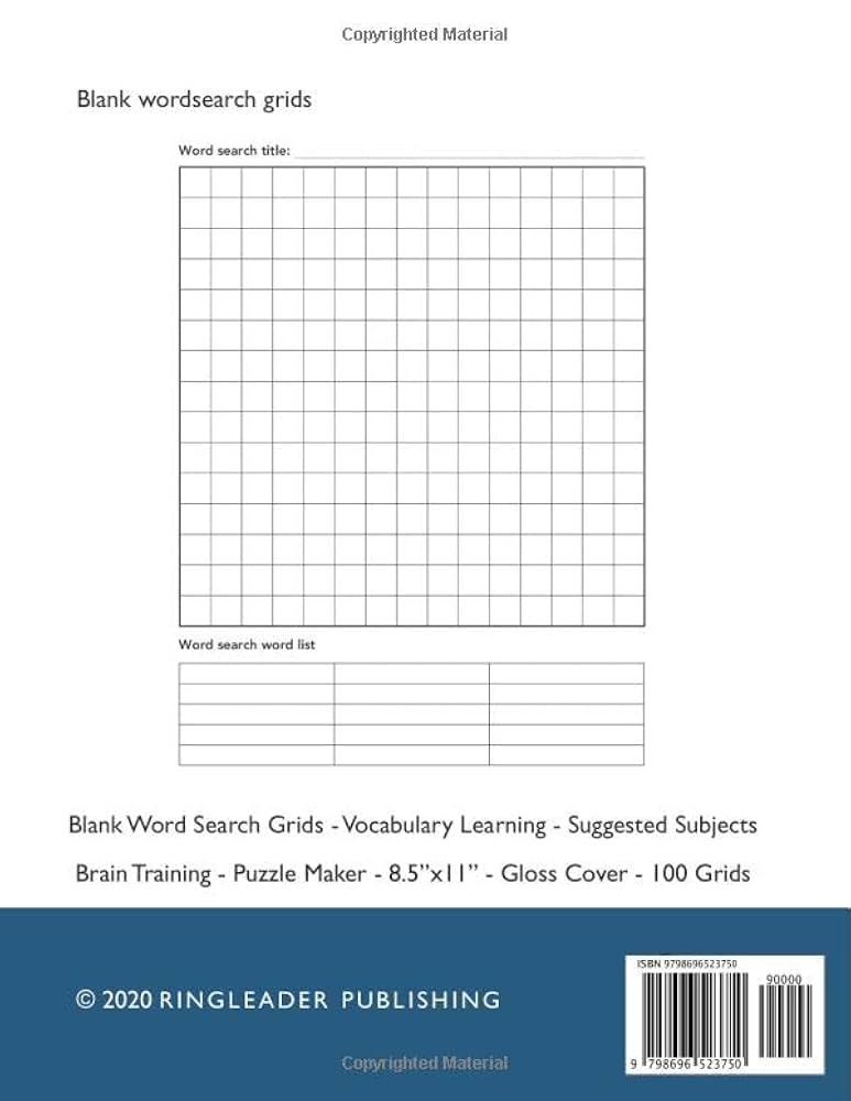Create Your Own Word Search Puzzles: A Blank Book For Kids To Create Word Searches: Publishing, Ringleader: 9798696523750: Amazon.com: Books create-your-own-word-search-puzzles-a-blank-book-for-kids-to-create-word-searches-publishing-ringleader-9798696523750-amazon-com-books